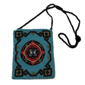 CHRISTIANA Beaded Turquoise & Black Purse Crossbody /Shoulder